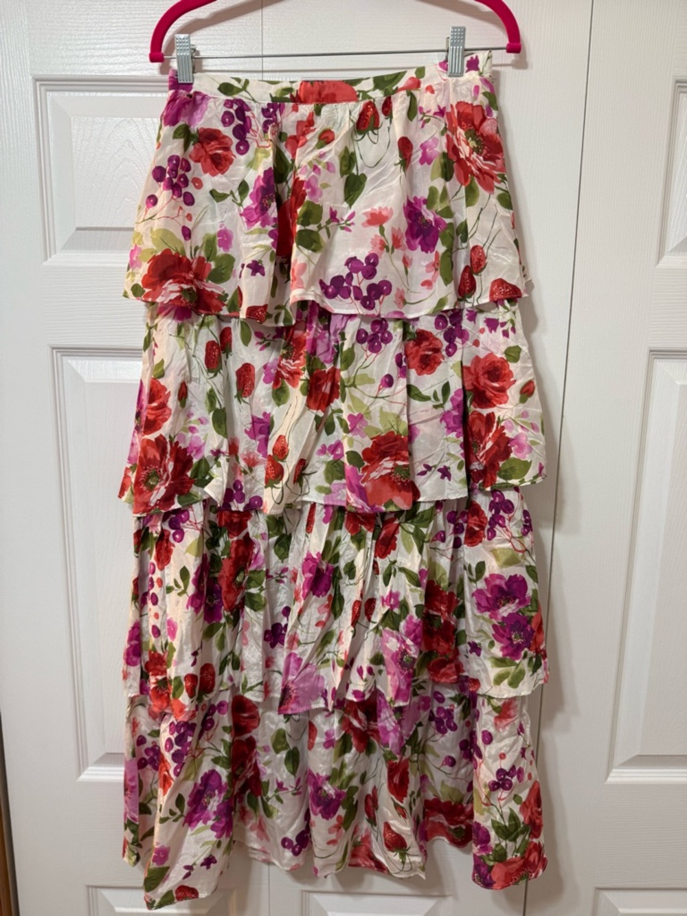 New Abercrombie & Fitch Women’s Floral Tiered Ruffle Midi Skirt
